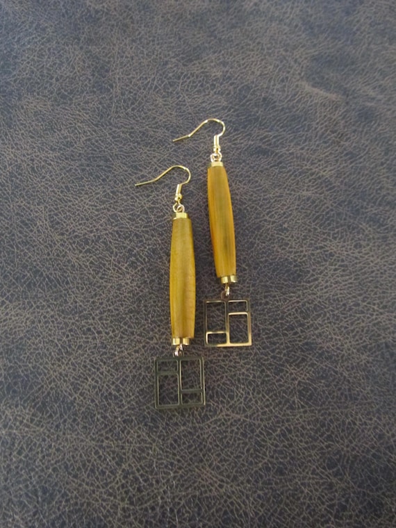 Long hairpipe mid century earrings
