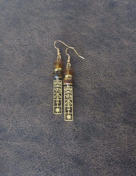 Egyptian Cartouche Earrings: Stainless Steel Tribal Jewelry 2