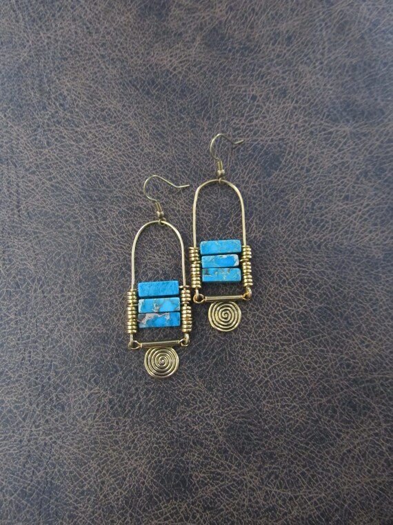 Sediment jasper and gold dangle earrings