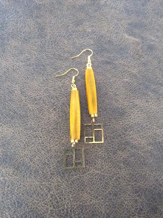 Long hairpipe mid century earrings