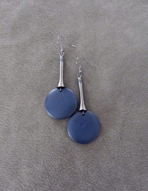 Blue and gray geometric earrings
