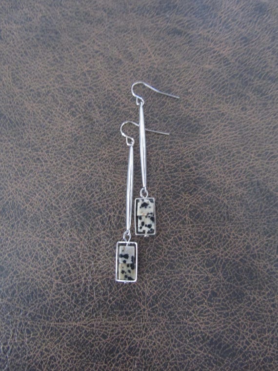 Dalmatian jasper and silver earrings