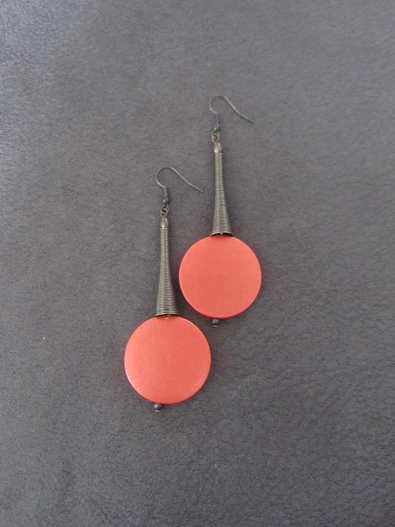 Metallic orange and bronze geometric earrings