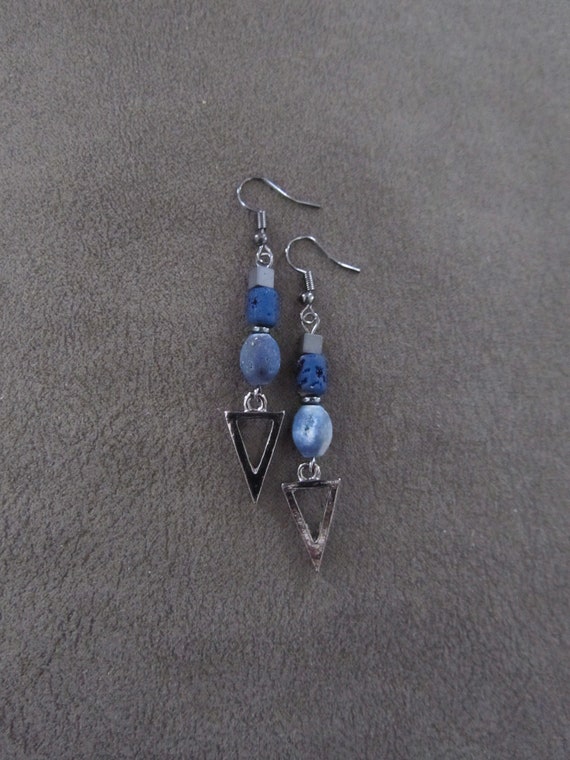 Blue druzy and gunmetal earrings