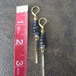 Abstract earrings, black nugget and gold image 2