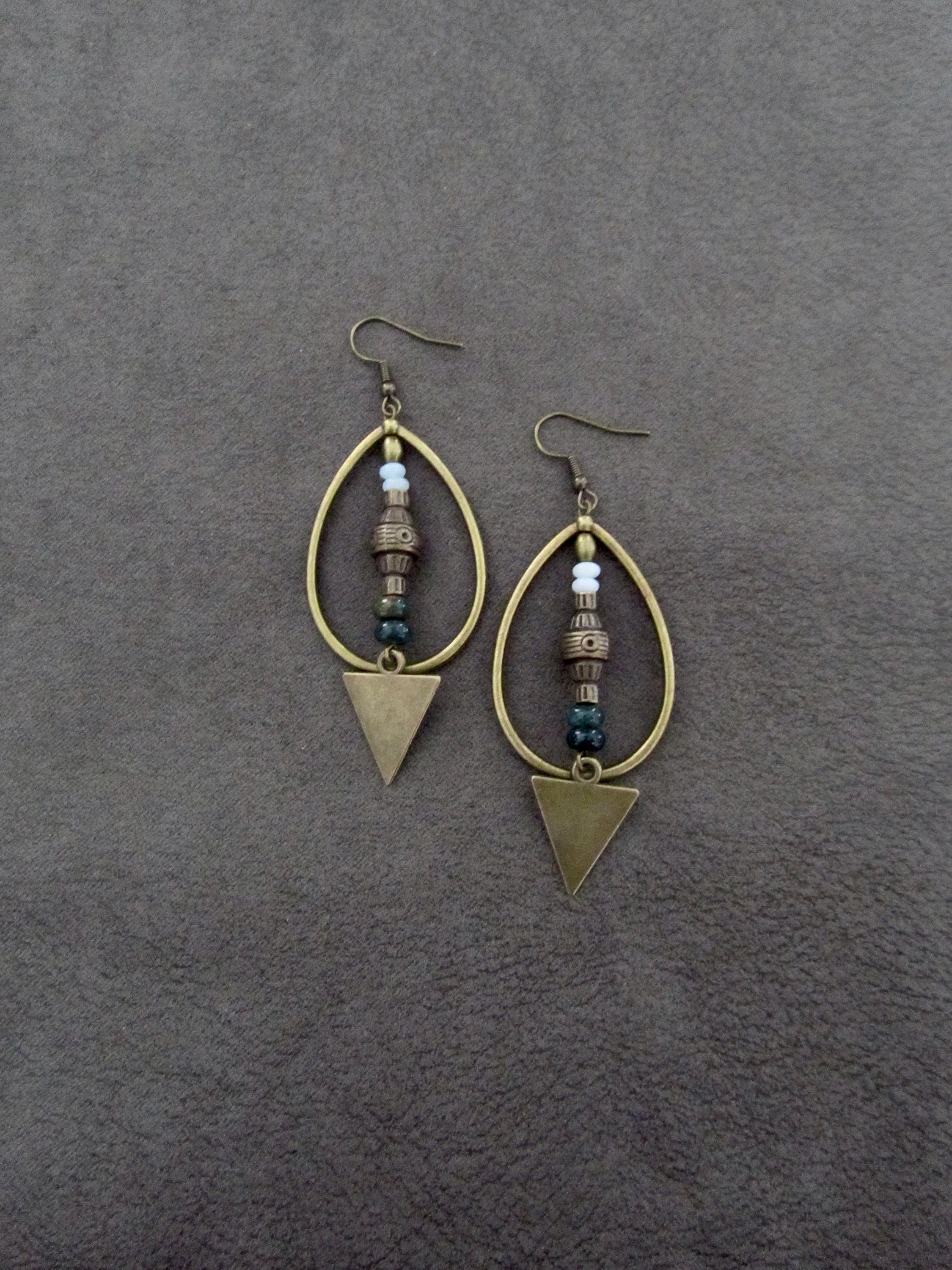 Handmade bronze hoop earrings  Simple every day jewelry  Elegant earrings  basic Bohemian Boho jewellery