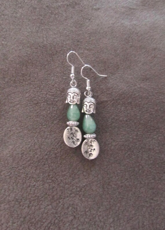 Jadeite Buddha earrings