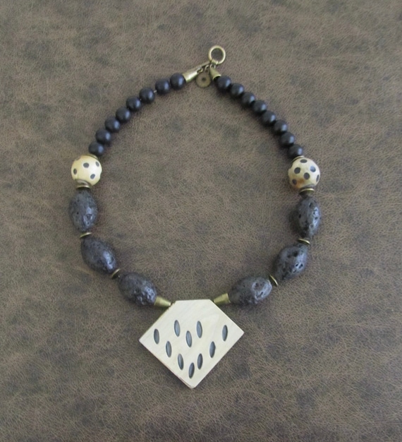 Chunky black African necklace