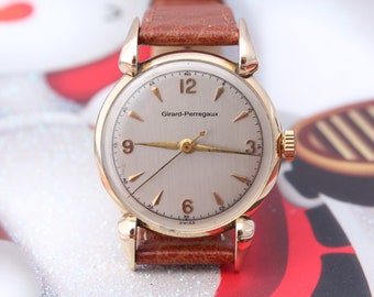 Vintage 1950 Unisex Girard Perregaux 14K Solid  Yellow Gold Wrist Watch + Free Gift Box