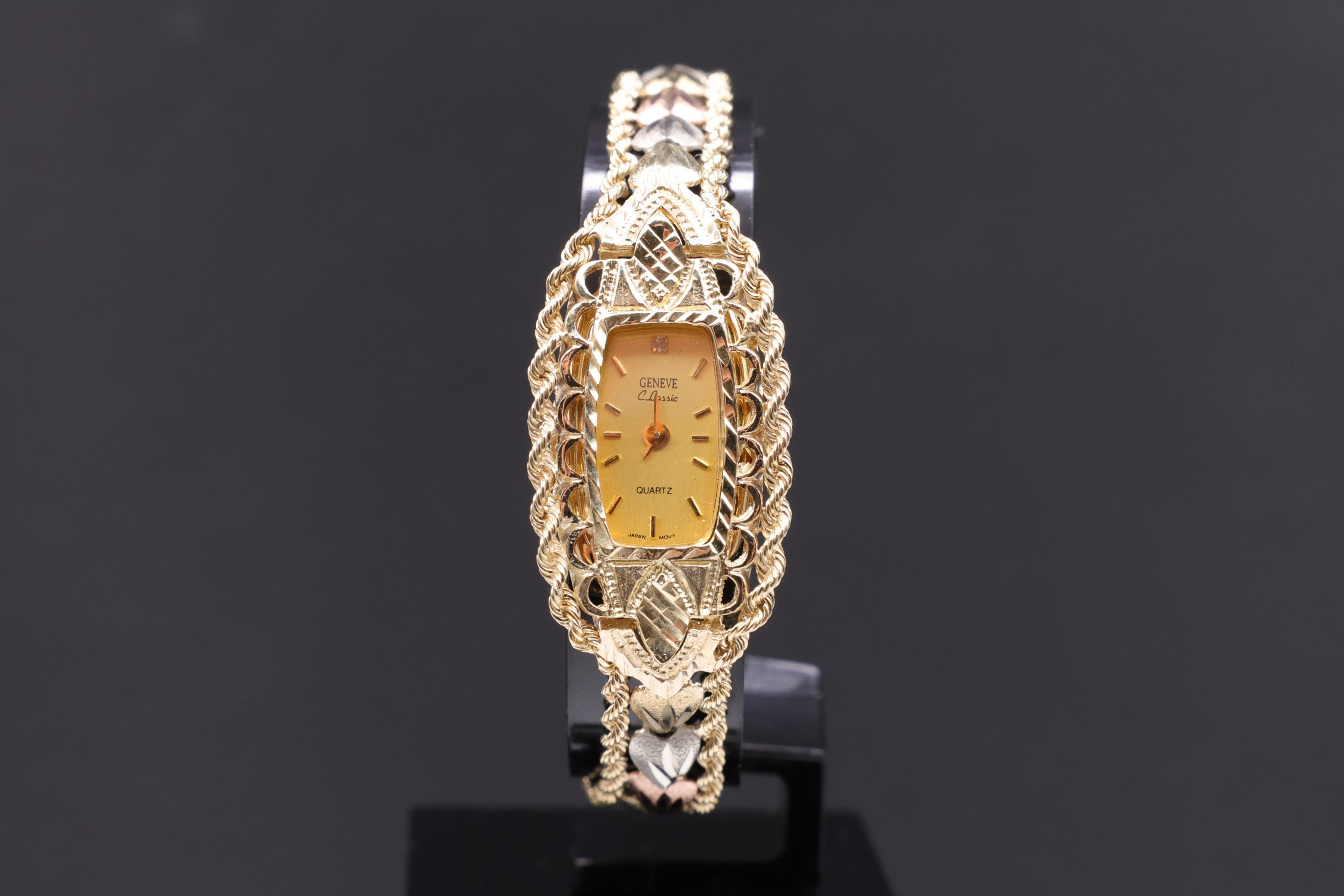 Vintage 14K Solid Gold Geneve Quartz Ladies Watch