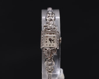 Vintage Bulova 14K Solid Gold Case Bracelet Real Diamond Mechanical Women's Watch
