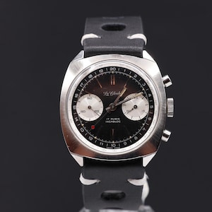 Vintage LA CLOCHE Chronograph 17 Rubis  Valjoux 7733 Panda Dial Mechanical All Stainless Steel Watch Serviced