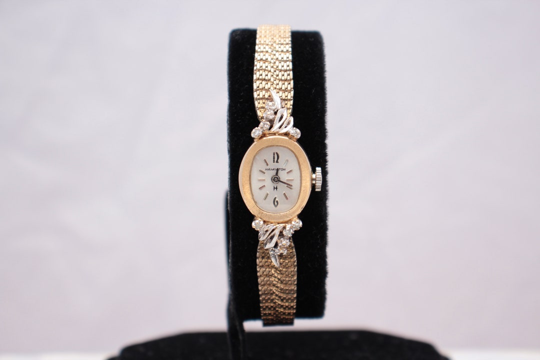 Vintage 1980s Womens Hamilton With Diamonds 17jewels Gold Etsy Sweden