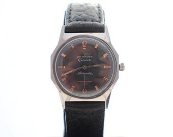 Vintage 1970s  Swiss WITTNAUER BY Longines Automatic Mechanical 17Jewels Stainless Steel Watch Serviced