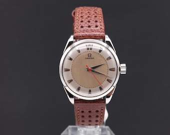 Rare Vintage Oversized  1950s Omega 17 Jewels Stainless Steel Mechanical Hand Winding Watch Serviced + Free Gift Box