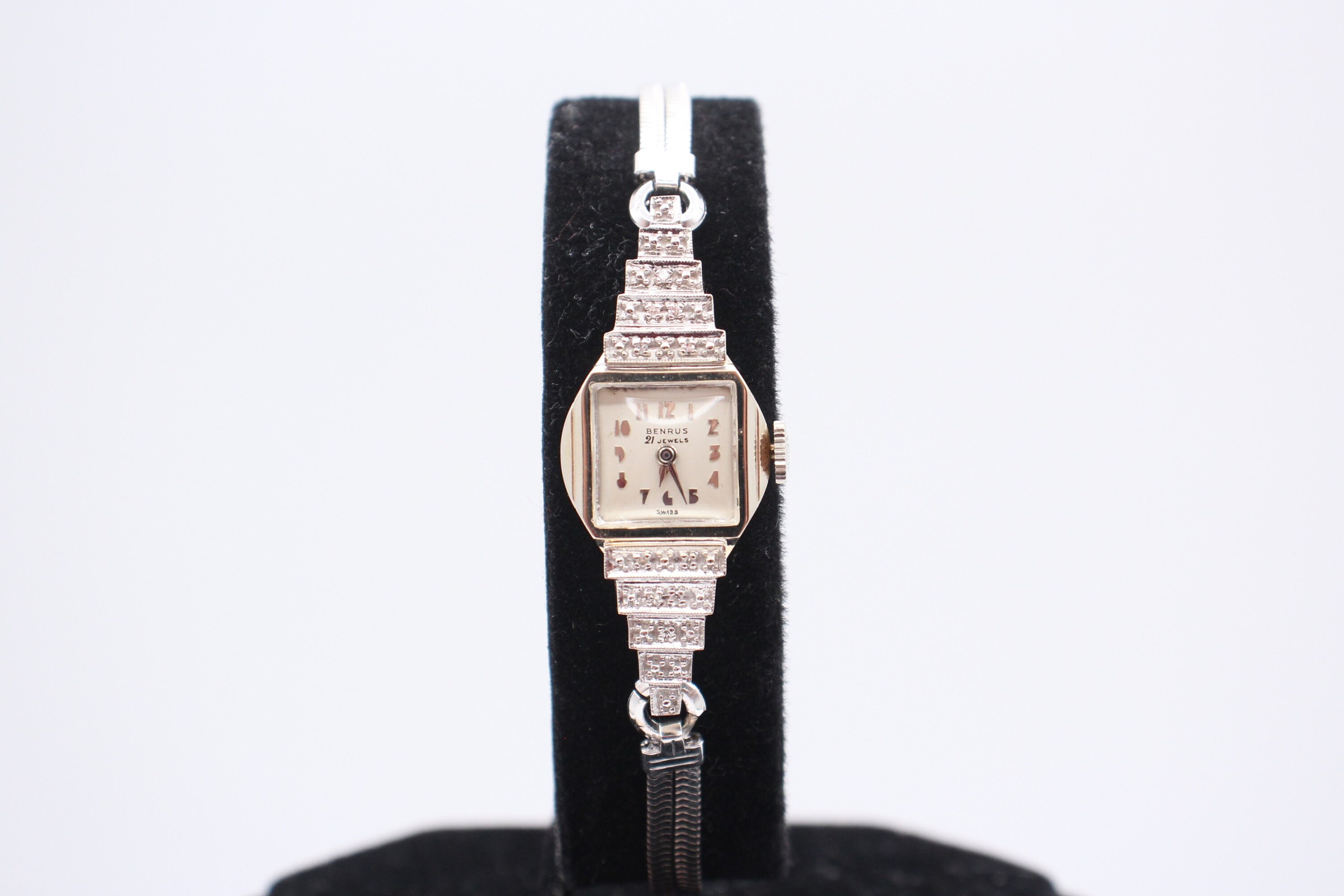 Vintage 1940s Art Deco 14K Solid White Gold Benrus 21 Jewels Real Diamond Mechanical Ladies Watch Serviced Etsy Australia