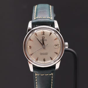 Rare Vintage 1950s Elegant Omega Seamaster Calendar Automatic 15 Jewels Mechanical Stainless Steel Men&#39;s Watch Serviced
