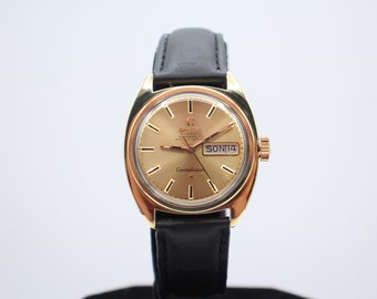 Vintage 1960s Mens Omega Constellation Chronometer 14K Rolled Gold Day Date  24 Jewels Automatic Watch