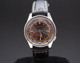 Vintage Rare Authentic Men's Seiko 6117 6010 World Time Automatic 17 jewels Watch