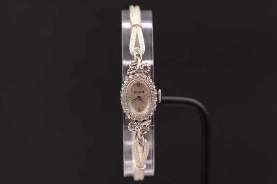 Vintage Elgin Diamond 14K White Gold Women display picture 1