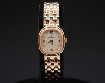 Authentic Ladies 14K Solid Gold And Diamonds Concord Les Palais 21 A1 1420 Watch