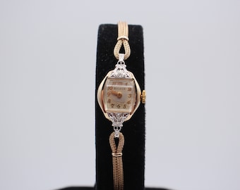 Vintage 1960s 14K Solid Gold Real Diamond Bulova 17Jewels Mechanical Hand Winding Watch Serviced