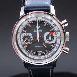 Vintage Men&#39;s Swiss Chronograph Precimax Valjoux 7734 Racing Dial  Tachymeter Watch Serviced