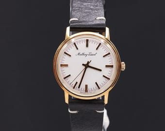 Vintage jaren 1950 Mathey Tissot heren 14K massief geelgouden handopwindbaar horloge
