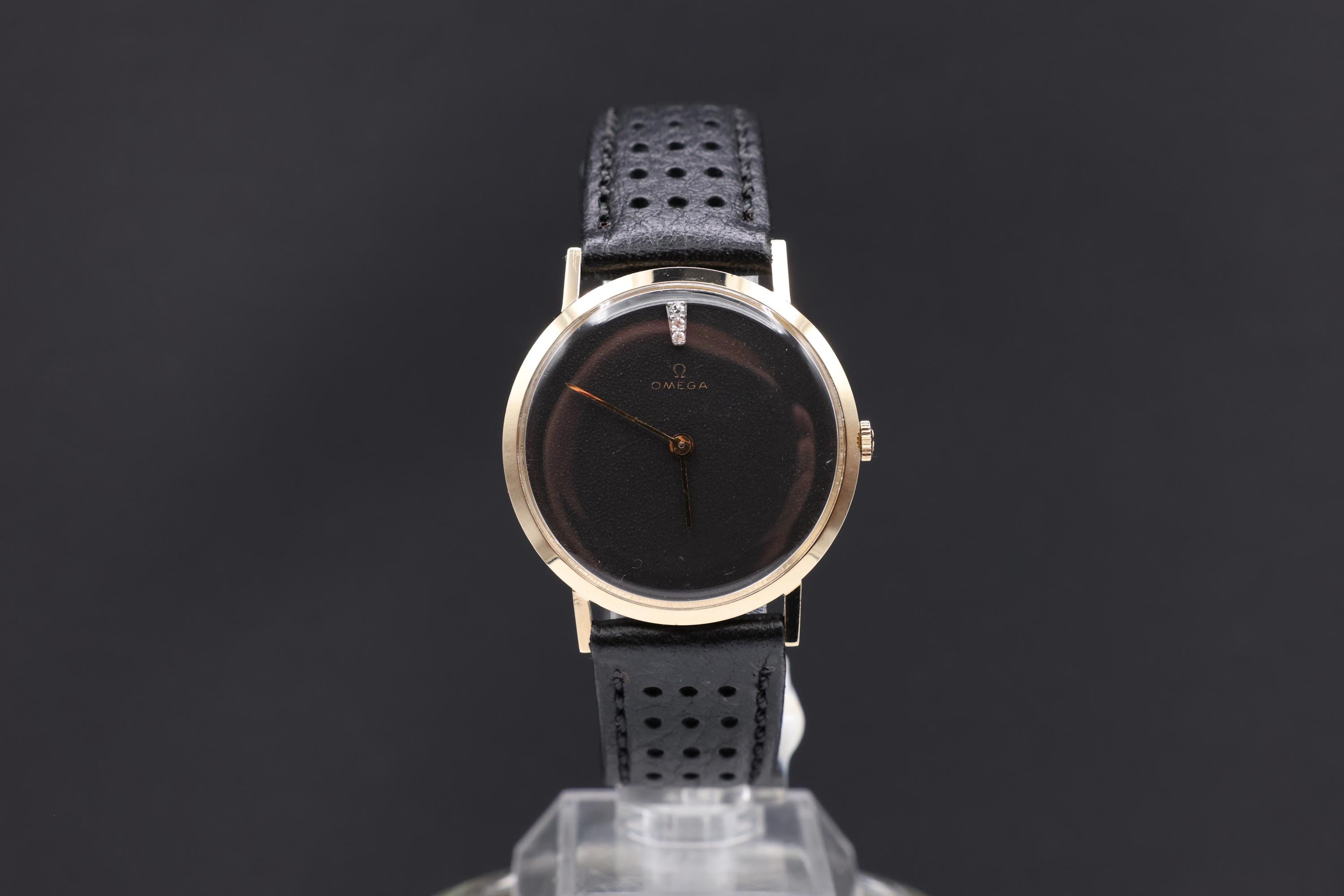Authentic 1960s 14K Solid Gold Omega Diamond Mechanical Classic