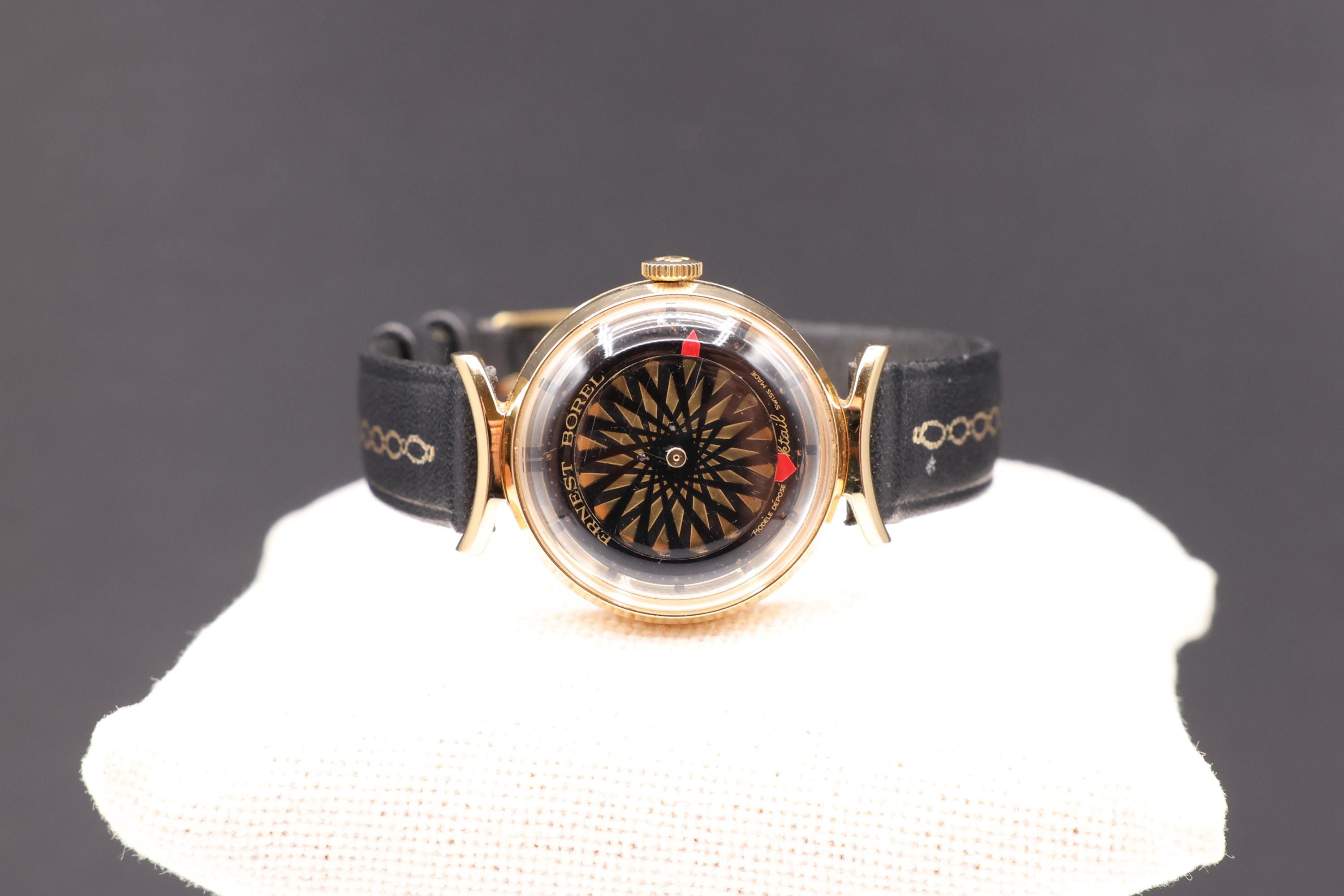 Vintage Ernest Borel Cocktail Watch in 18k Yellow Gold Plated Stainless 1970 Cocktail Time Vintage Borel Kaleidoscope And check out the  main image 3