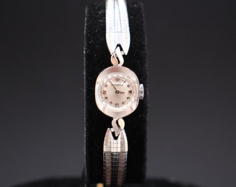 Vintage 14K Solid White Gold LONGINES Ladies Mechanical Wrist Watch