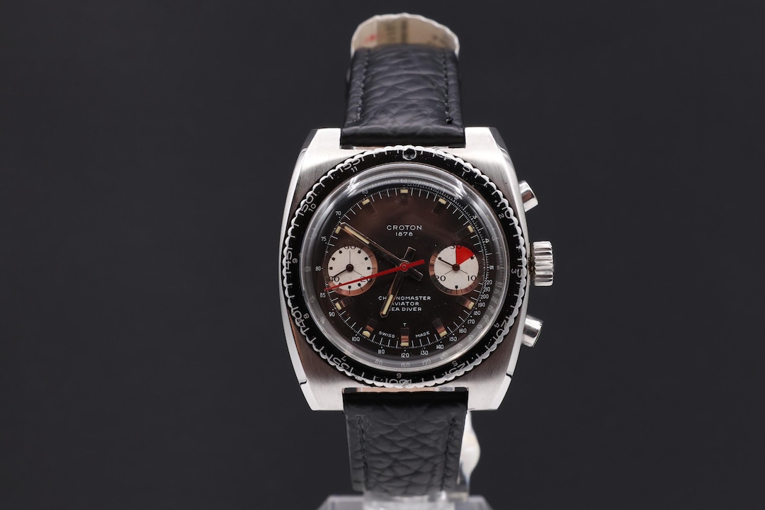 Exceptionally Rare Vintage Croton Chronomaster Aviator Sea Diver