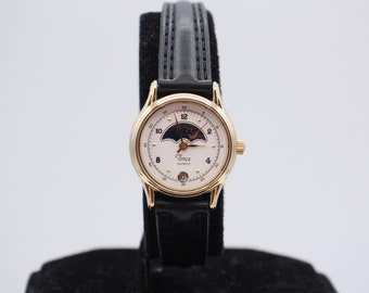 Rare Find Vintage Women's Timex Moon Phase Quartz Watch; Serviced