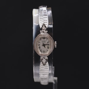 1960s Lucine Piicardo 14K Solid White Gold /Diamond Mechanical Womens Watch Serviced