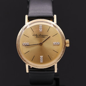 Authentic Vintage 14K Solid Gold And Diamond Jules Jurgenson 17Jewels Mechanical Wrist Watch: Serviced
