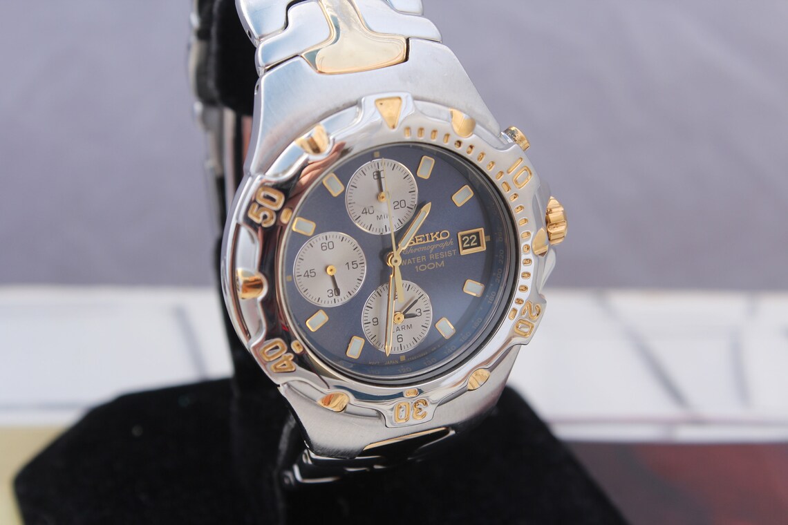 Men's Seiko 7T62 Chronograph Alarm 100m Water Resistant Etsy