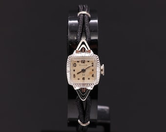 Vintage 14k Solid White Gold Bulova 23Jewels Mechanical Hand-Winding Watch: Serviced