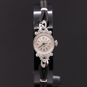 Vintage Authentic 14K Gold Diamond Bulova 23 Jewels Women's Wrist Watch: Serviced