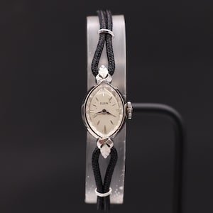 Vintage 14K Solid White Gold Elgin 17 Jewels Mechanical Watch: Serviced