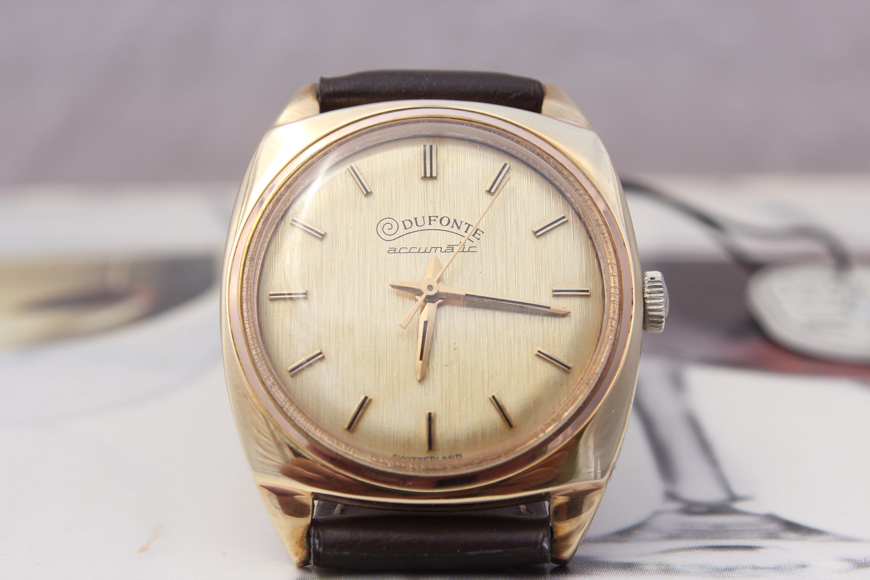 Vintage DUFONTE Accumatic de Lucien Piccard 17j Suizo mov manual