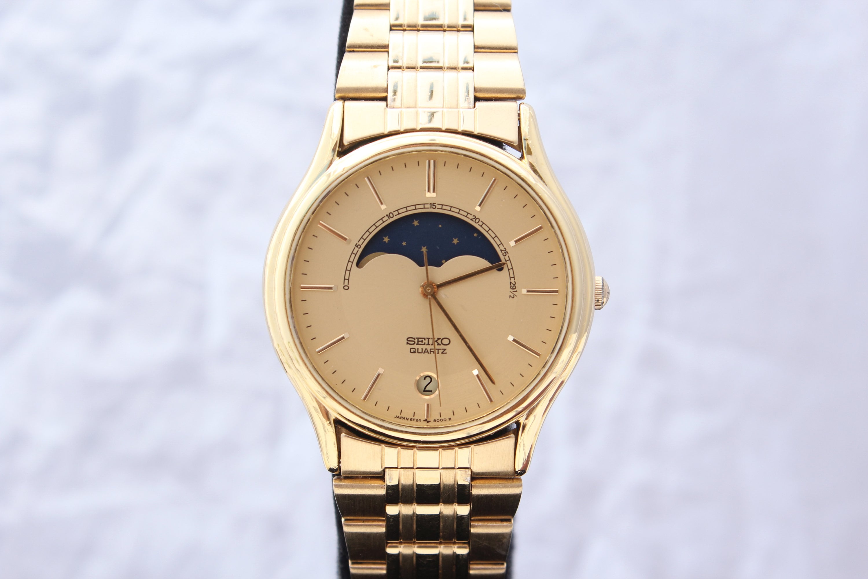 Vintage Seiko 6F24 Moon Phase Quartz Watch - Etsy