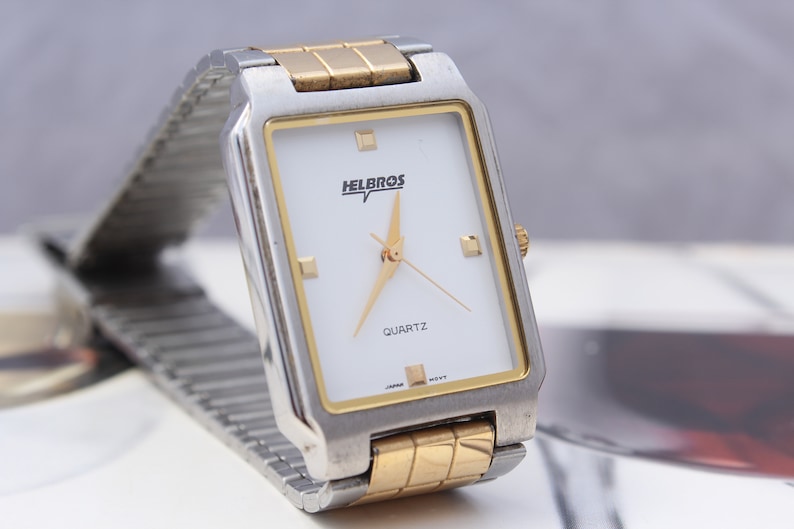 Vintage HELBROS Two Tone Elegant Quartz Watch image 2