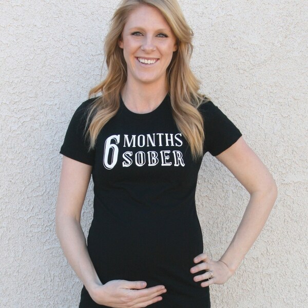 CLOSEOUT! - SMALL - 6 Months Sober Maternity Tee - Black