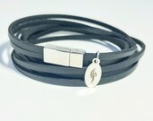 Leather cuff wrap bracelet or choker necklace - wrap bracelet - magnetic clasp - faux leather suede