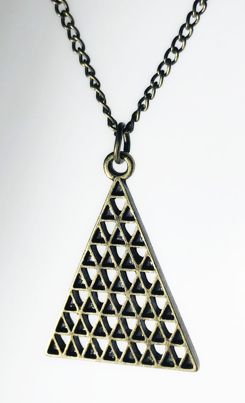 Brass triangle short necklace geometric pendant boho necklace