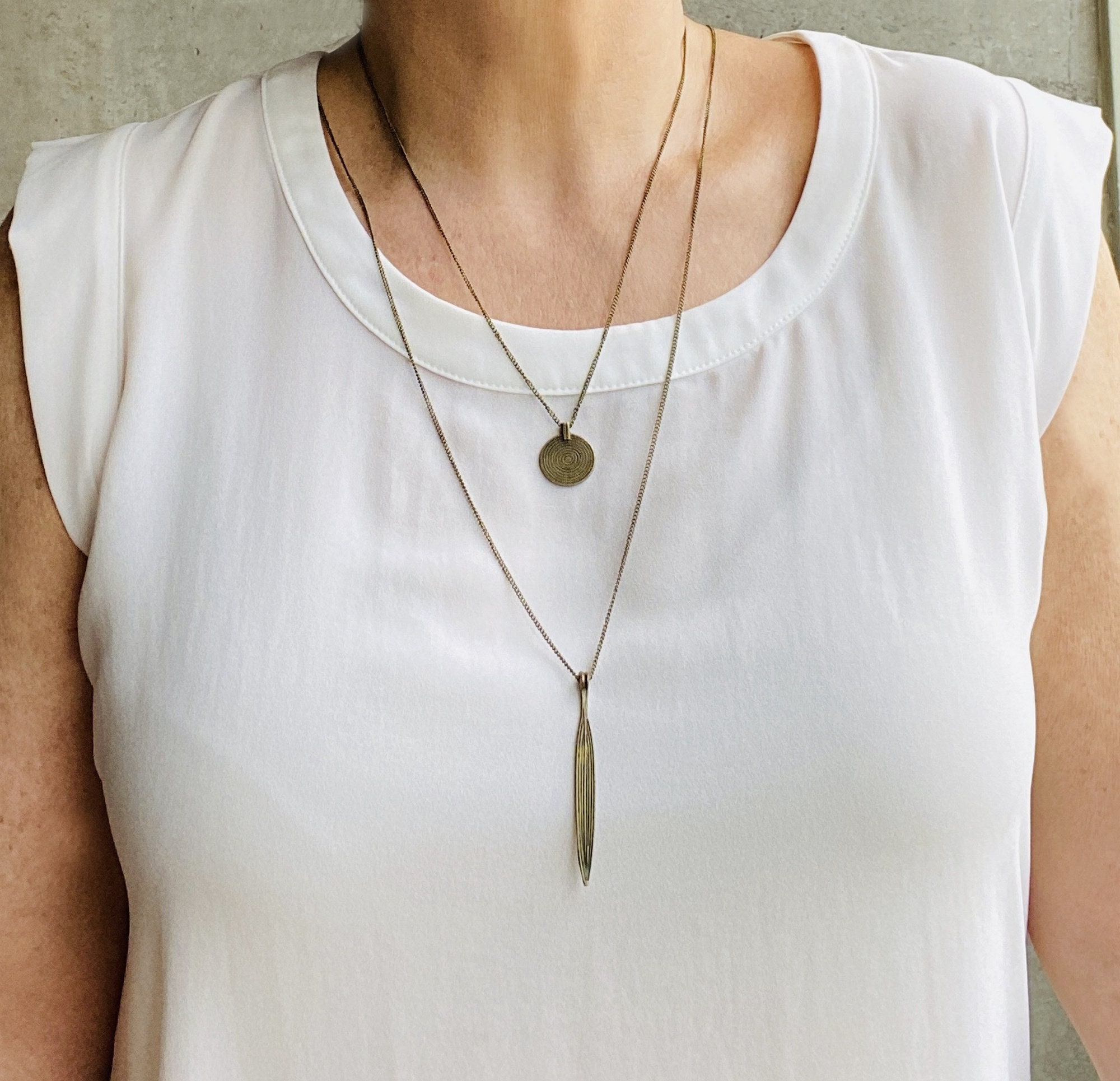 Layered brass necklacetop