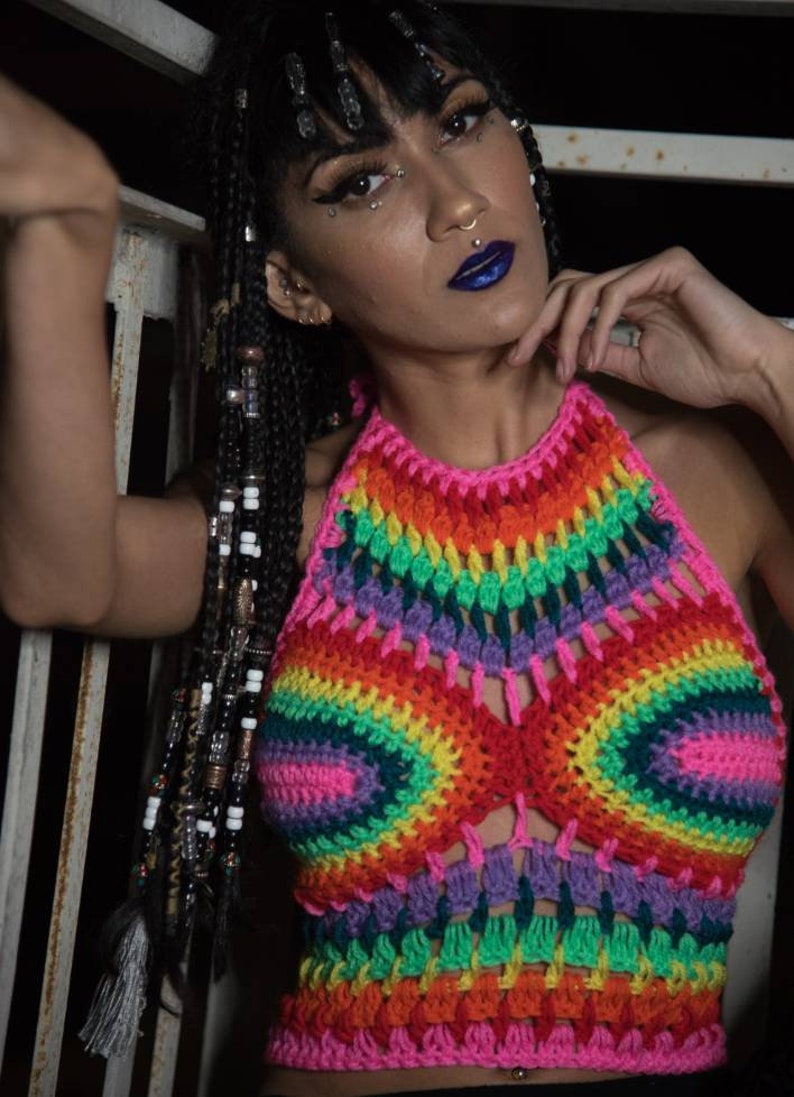 Rainbow Dayz crop top* psychedelic festival top rave yoga hippie clothing Burning Man edc electric forest pride LGBTQ
