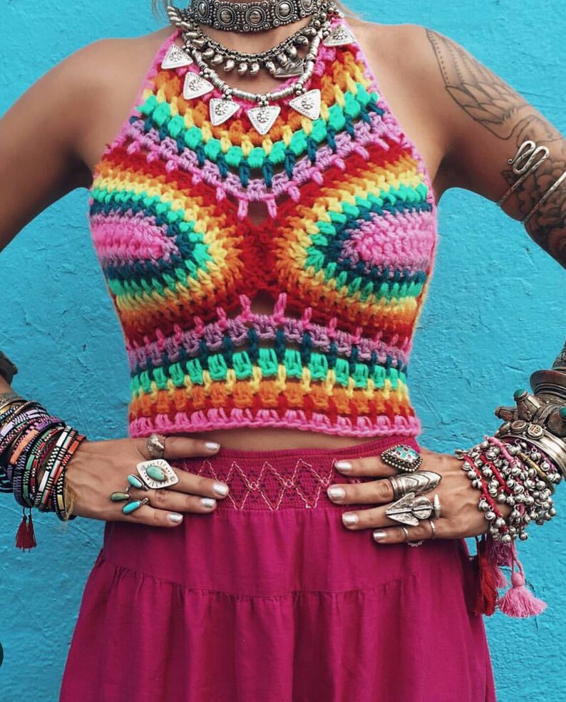 Rainbow Dayz crop top* psychedelic festival top rave yoga hippie clothing Burning Man edc electric forest pride LGBTQ