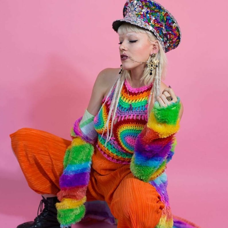 Rainbow Dayz crop top* psychedelic festival top rave yoga hippie clothing Burning Man edc electric forest pride LGBTQ