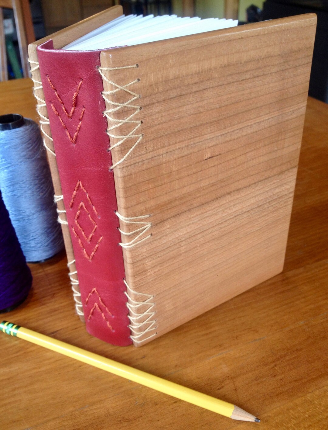 Cherry Wood Journal Wooden Book Wood Journal Sketchbook Wood Notebook Autumn Fall Mushrooms